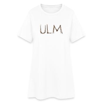 Lettrage ULM avec des brindilles posées par le moineau - Robe T-shirt Femme - blanc - Devant