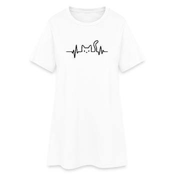 Idée cadeau pour Cat Heartbeat Cat Lover - Robe T-shirt Femme - blanc - Devant