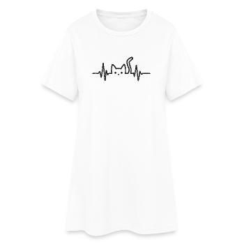 Idée cadeau pour Cat Heartbeat Cat Lover - Robe T-shirt Femme - blanc - Devant