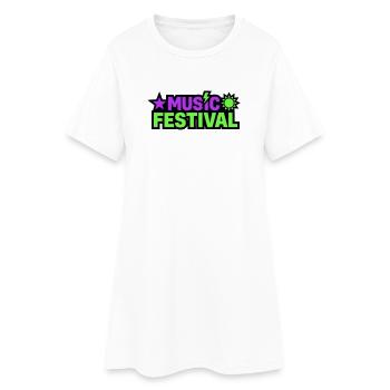 Music Festival Lettering Graphic - Women’s T-Shirt Dress - white - Front