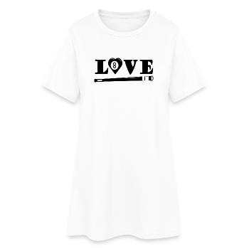 Love Billiards with Heart and Cue (Billiard Player) - Women’s T-Shirt Dress - white - Front