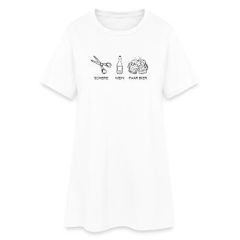 Schere, Wein, paar Bier spielen - Frauen T-Shirt-Kleid - Weiß - Vorne