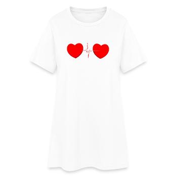 Ligne de vie Heartbeat Two Hearts – T-shirt rouge romantique - Robe T-shirt Femme - blanc - Devant
