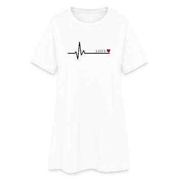 Love Heartbeat | Chemise d’amour minimaliste Heartbeat - Robe T-shirt Femme - blanc - Devant