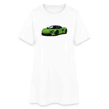 Supercar vert lime–Illust - Robe T-shirt Femme - blanc - Devant