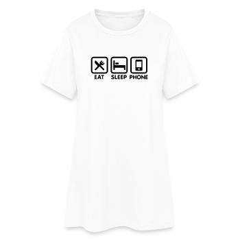 eating sleeping phone - Women’s T-Shirt Dress - white - Front