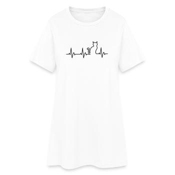Cat Life Line - Women’s T-Shirt Dress - white - Front