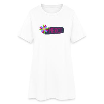 MERCI. THANKS. ANNIVERSAIRE. NAISSANCE. RETRAITE. - Robe T-shirt Femme - blanc - Devant