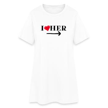 I love her Shirt - Frauen T-Shirt-Kleid - Weiß - Vorne