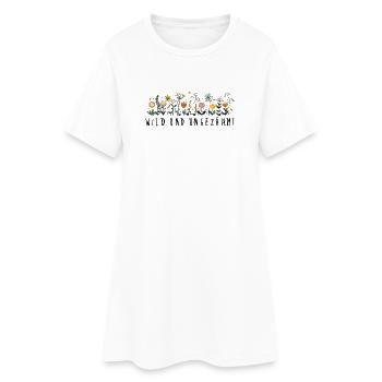 wild und ungezähmt Blume Natur wiesenblume - Frauen T-Shirt-Kleid - Weiß - Vorne