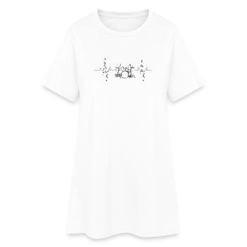 Herzschlag Batterie Silhouette Batteur Battement de cœur - Robe T-shirt Femme - blanc - Devant