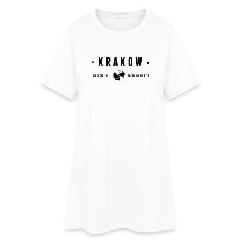 Krakauer GPS-Koordinaten Globe Moderne Typografie - Frauen T-Shirt-Kleid - Weiß - Vorne
