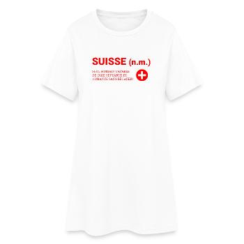 Septante et Nonante Sans Bégayer, fierté suisse - Robe T-shirt Femme - blanc - Devant