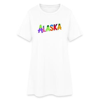 Vibrant Alaska Artistic Typography Design - Women’s T-Shirt Dress - white - Front