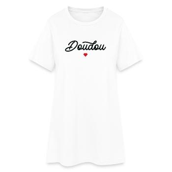 Doudou Coeur Script Noir - Robe T-shirt Femme - blanc - Devant