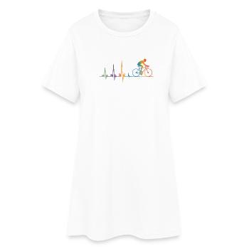 Cyclist Heartbeat ECG Colorful racing cyclist - Women’s T-Shirt Dress - white - Front