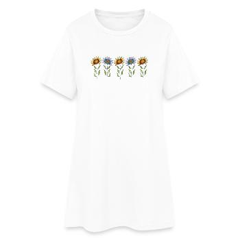 Blumen - Frauen T-Shirt-Kleid - Weiß - Vorne