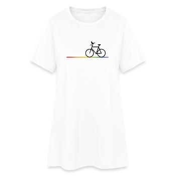 Rainbow Bike Route with Black Bike - Women’s T-Shirt Dress - white - Front