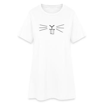 Cute Bunny Face Whiskers – Minimalist Rabbit Teeth - Women’s T-Shirt Dress - white - Front