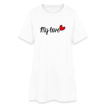 ICH LIEBE DICH. LIEBE. PAAR. GERADE VERHEIRATET. Junggesellinnenabschied - Frauen T-Shirt-Kleid - Weiß - Vorne