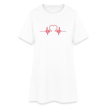 Heartbeat Heart Line Design - Women’s T-Shirt Dress - white - Front