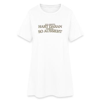Ich arbeite hart daran Retro Spruch Lustig - Frauen T-Shirt-Kleid - Weiß - Vorne