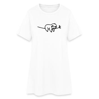 Schlafendes Faultier auf Ast Tiermotiv - Frauen T-Shirt-Kleid - Weiß - Vorne