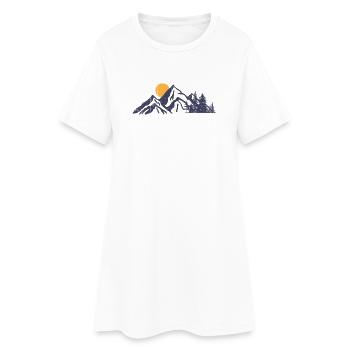 Berg Sonnenuntergang Natur Illustration - Frauen T-Shirt-Kleid - Weiß - Vorne