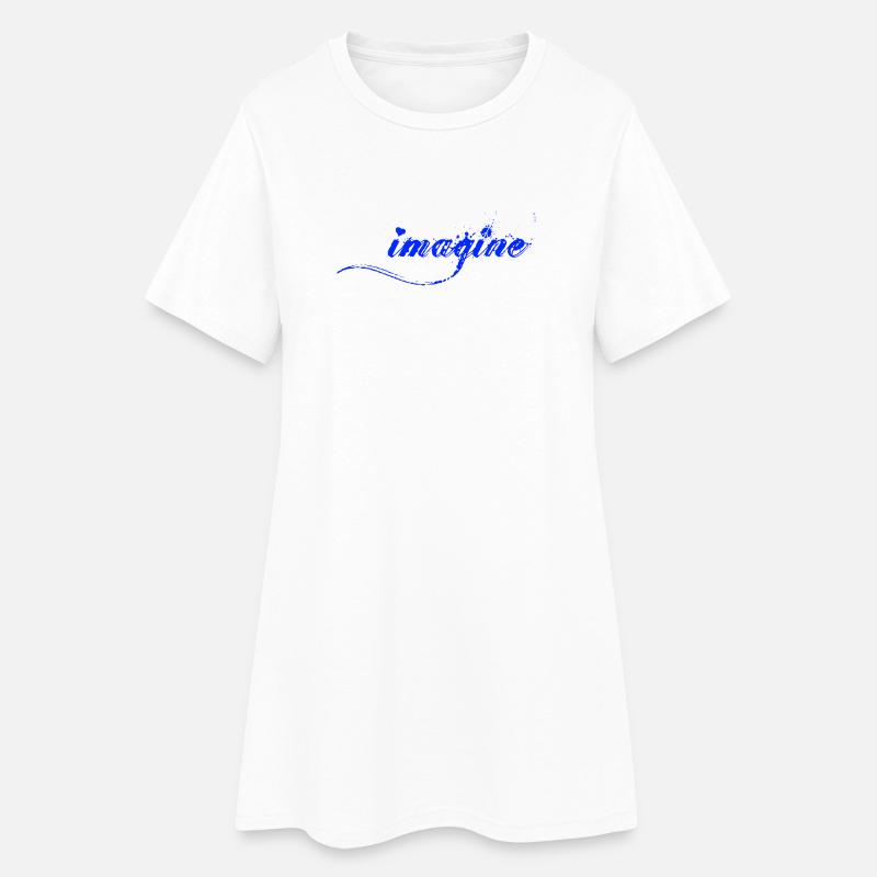 Imagine Blaue Farbklecks Script - Frauen T-Shirt-Kleid - Weiß