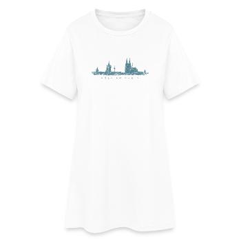 Köln am Rhein Kölner Skyline (Vintage Blau) - Frauen T-Shirt-Kleid - Weiß - Vorne