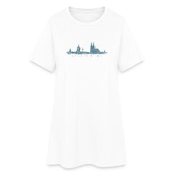 Kölle am Rhing Köln Kölner Skyline (Vintage Blau) - Frauen T-Shirt-Kleid - Weiß - Vorne