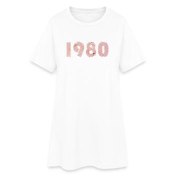Retro 1980 Stripes Typografie - Frauen T-Shirt-Kleid - Weiß - Vorne