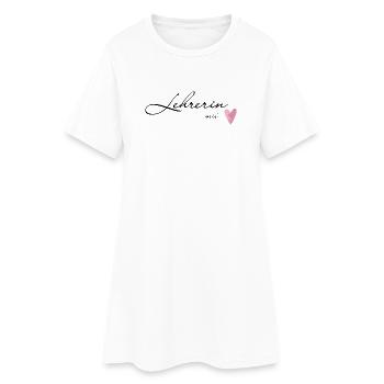 Lehrerin mit Herz - Geschenkidee für Lehrerinnen - Frauen T-Shirt-Kleid - Weiß - Vorne