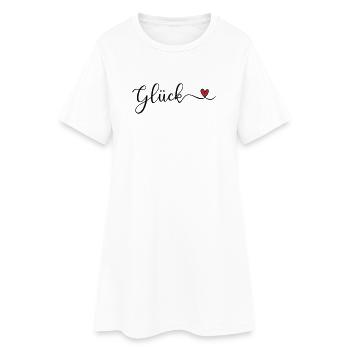 Glück mit Herz - Frauen T-Shirt-Kleid - Weiß - Vorne