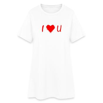 Liebes Graffiti Herz i LOVE YOU Ich liebe Dich - Frauen T-Shirt-Kleid - Weiß - Vorne
