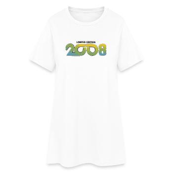 Limitierte Edition 2008 Retro  - Frauen T-Shirt-Kleid - Weiß - Vorne