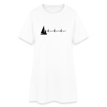Segelboot Segeln EKG Herzschlag - Frauen T-Shirt-Kleid - Weiß - Vorne