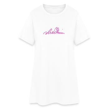 Signature graffiti magenta sur fond noir - Robe T-shirt Femme - blanc - Devant