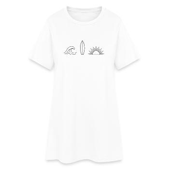 Welle Surfbrett Sonne - Frauen T-Shirt-Kleid - Weiß - Vorne