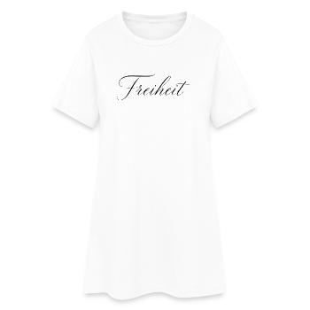 Filigrane Schrift Freiheit – Elegantes Design - Frauen T-Shirt-Kleid - Weiß - Vorne