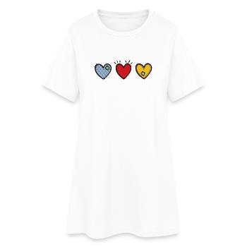 Coeurs colorés à la puissance 3 - Amour, Diversité, Famille - Robe T-shirt Femme - blanc - Devant