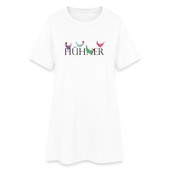 Humorvolle Hühner mit Wortspiel - Frauen T-Shirt-Kleid - Weiß - Vorne