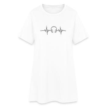 Battement de cœur et casque - Casque Battement de cœur - Robe T-shirt Femme - blanc - Devant