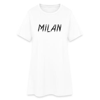 Milan Italy - Black Grunge Brush Typography - Women’s T-Shirt Dress - white - Front