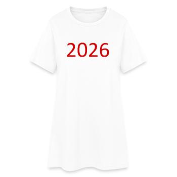 2026 Zahl rot - Frauen T-Shirt-Kleid - Weiß - Vorne