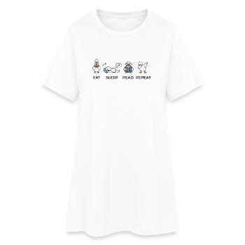 Mange, Dors, Lis, Répétez – Drôle de rat de bibliothèque - Robe T-shirt Femme - blanc - Devant