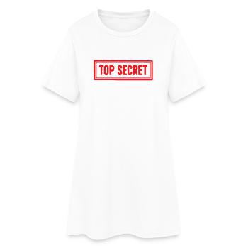 Topgeheimes Grunge-Gummistempel-Vintage-Siegeldesign - Frauen T-Shirt-Kleid - Weiß - Vorne