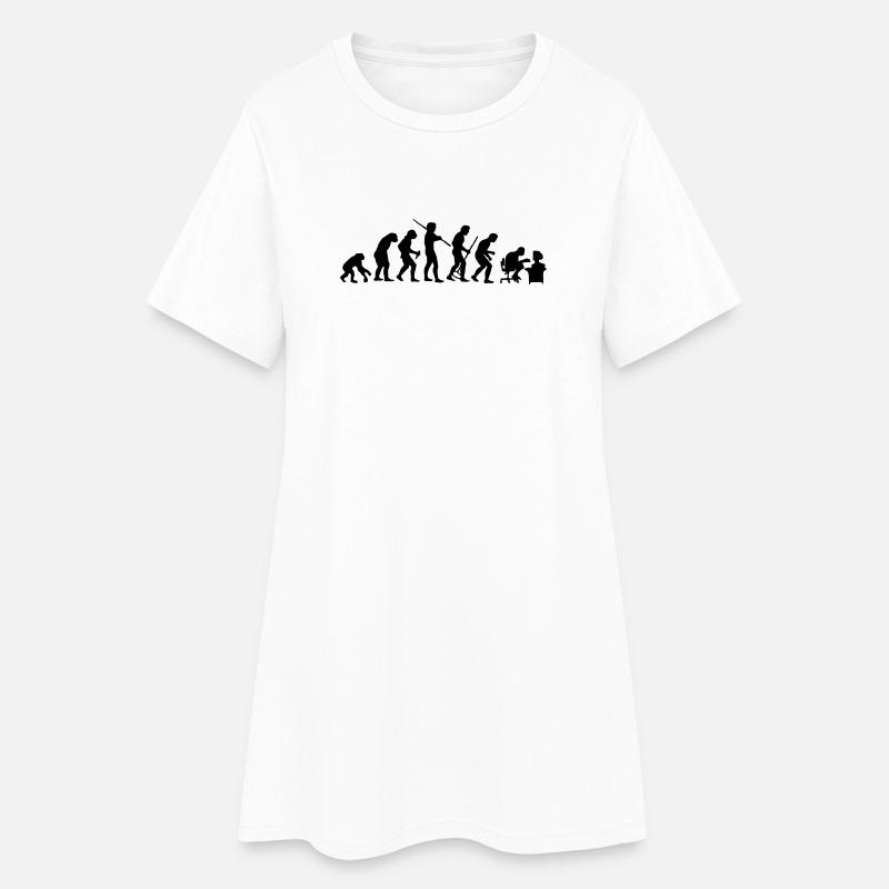 Evolution - Frauen T-Shirt-Kleid - Weiß