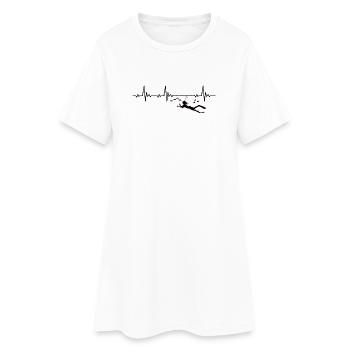 snorkeling woman heartbeat with fishes - Women’s T-Shirt Dress - white - Front