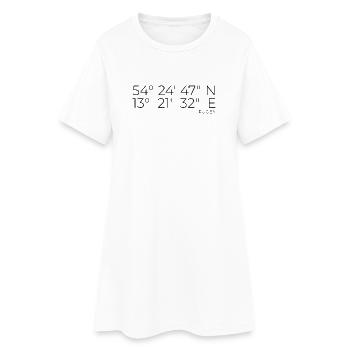 Koordinaten Insel Rügen - Frauen T-Shirt-Kleid - Weiß - Vorne